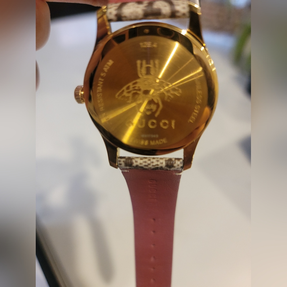 Ladies' Gucci G-Timeless Pink Blooms Canvas Strap Watch YA1264038A. New. - Picture 2 of 7